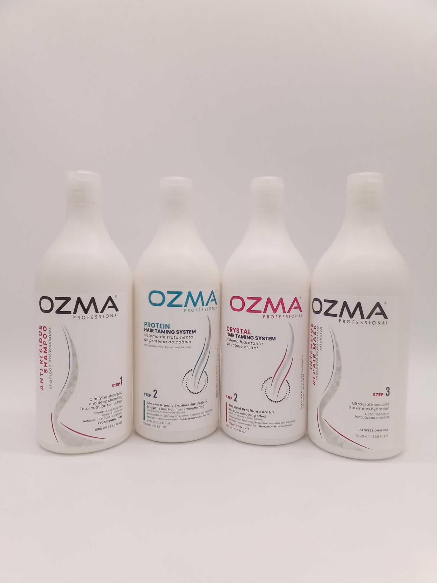 Ozma CRYSTAL hair Taming Brazilian keratin System علاج تنعيم الكيراتين طقم علاج الكيراتين البرازيلي Hair Straightening Natural Ingredients 1000 ML . STEP 2