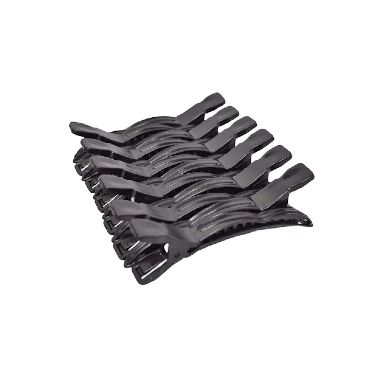 Globalstar Salon Alligator Tip Plastic Hair Clips Black 12pcs