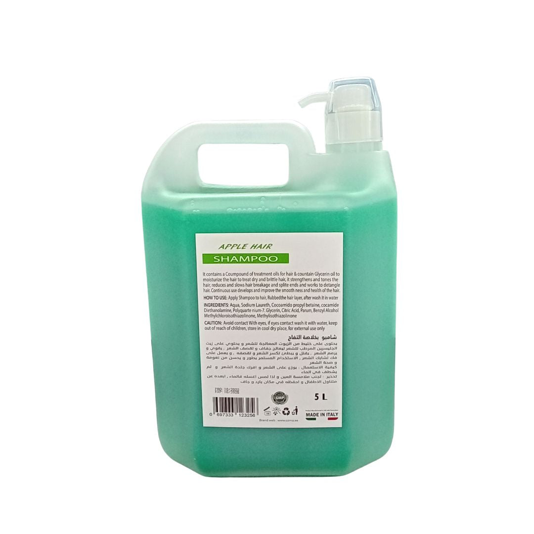 OZMA Moisturizing Hair Shampoo .Improved Formula | Cleansing And Energizing | For ALL Hair Types .Green Apple Extract 5L