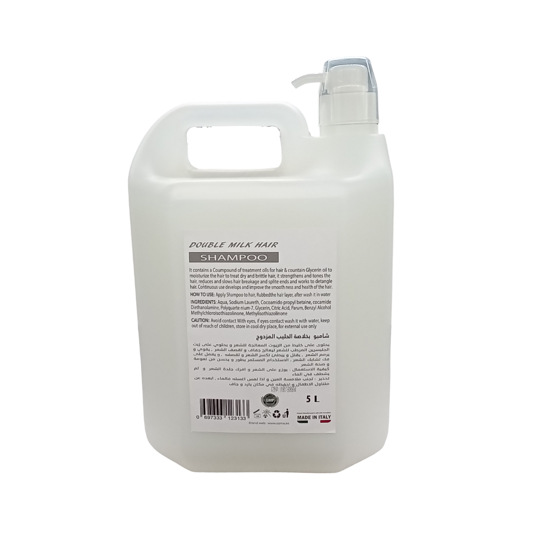 OZMA Moisturizing Hair Shampoo .Improved Formula | Cleansing And Energizing | For ALL Hair Types .Double Milk Extract 5L