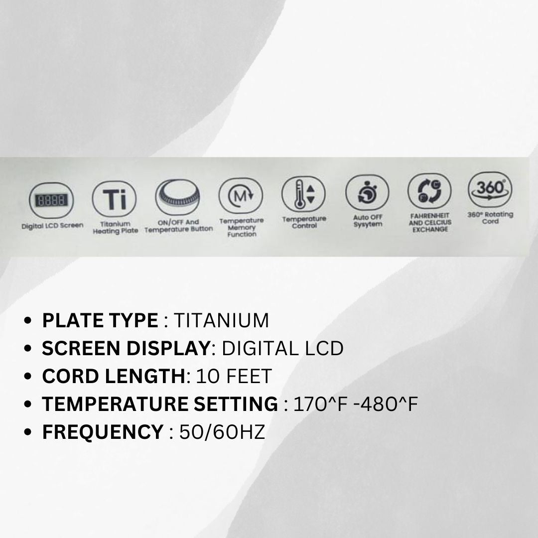 OZMA Professional Hair Straightener For Women&Men Quick Heat Up Technology & Minimized Damage with Wide Tourmaline TITANIUM Heating, Extra Long Plates | Heat Settings Up to 250°C /480°F, Auto Shut Off, Fuss-Free Flat Iron with slim plates slim Type.