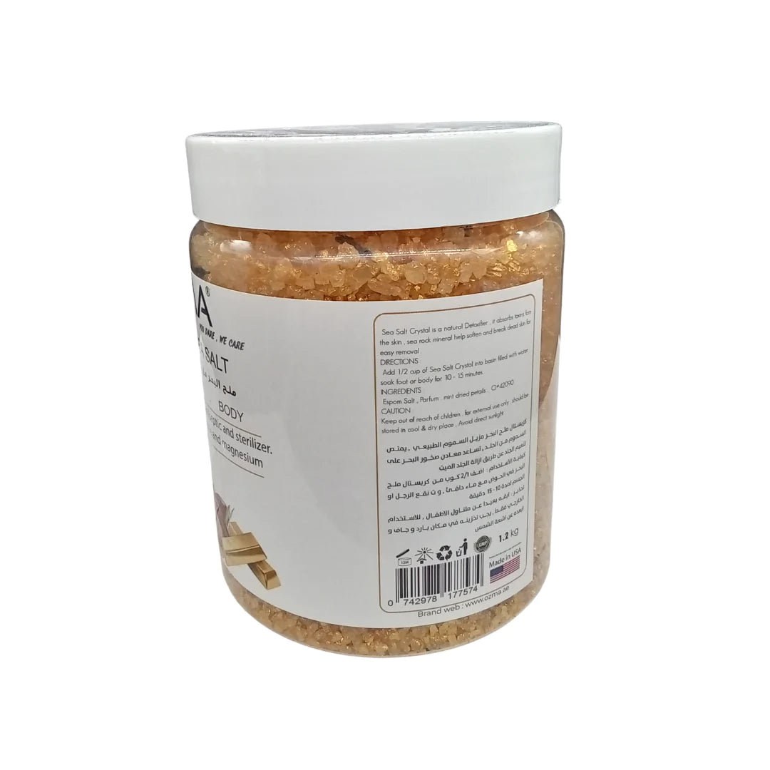 OZMA Clavo Crystal Sea Salt, Argan and Gold, Organic Skin Exfoliating Moisturizing Whitening Body Salt 1.2 kg