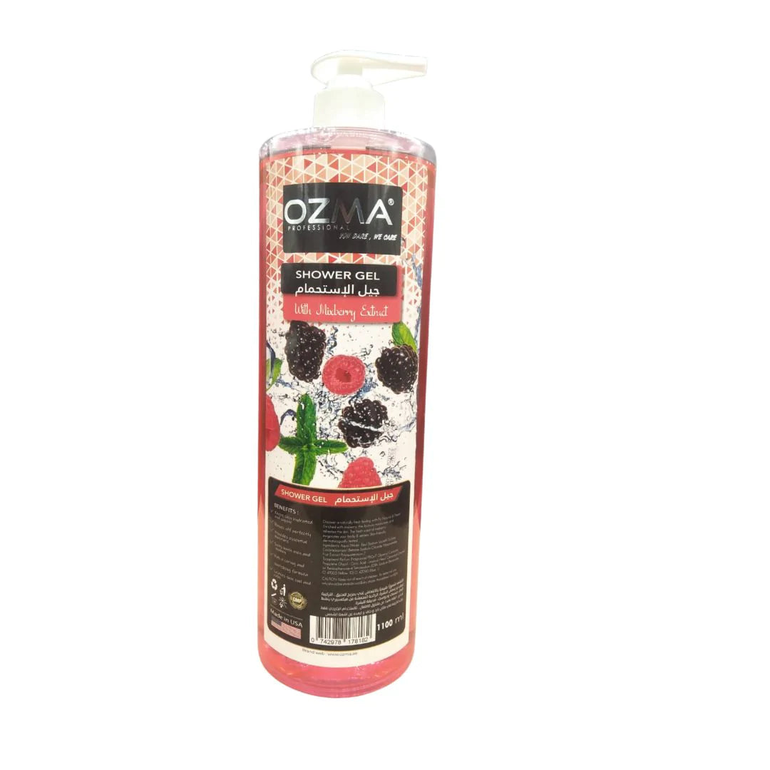 OZMA Shower Gel and Body Wash For Effective Germ Protection & Personal Hygiene (Protects Against 100 Illness Causing Germs), Mixberry Fragrance 1100 ML
