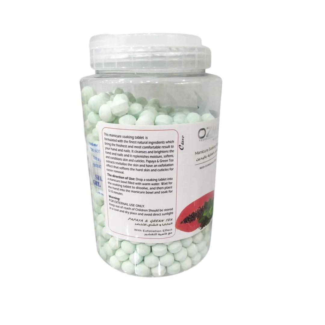 OZMA Clavo Mani Soaking Tablets, Papaya & Green Tea , Replenishes Moisture and Soothes Skin, Giving Calming Effect, Fresh and Clean Nails 2800 G