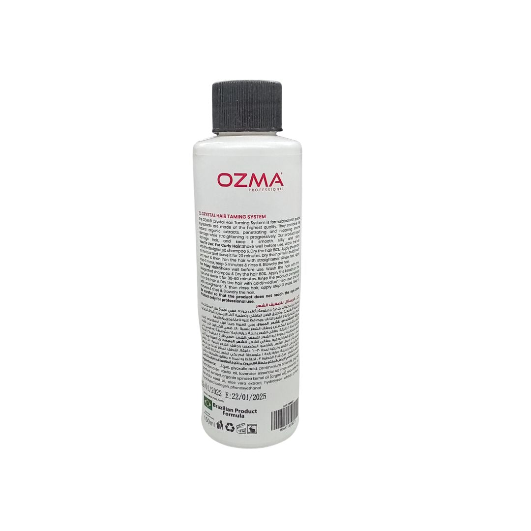 Ozma CRYSTAL hair Taming Brazilian keratin System علاج تنعيم الكيراتين طقم علاج الكيراتين البرازيلي Hair Straightening Natural Ingredients 150 ML . STEP 2