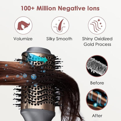VIVID PETRA HAIR BRUSH & STYLER 2100  One-Step Blow Dryer Brush and Volumizer, Hot Air Brush with 2 Brush Heads & 3 Adjustable Temperature, Release 100 Million Negative Ions Smooth, Silky and Frizz-Free Hair With 1000 - 1200 W United Kingdom Technology