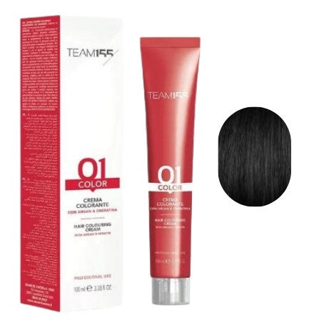 TEAM155 Professional Hair Colour, 2 Brown, Permanent Dye with Keratin and Argan Oil, 100g
