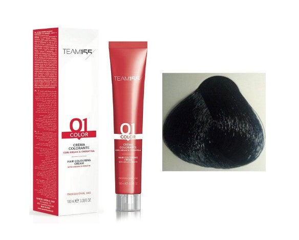 TEAM155 permanent hair color with Keratine & Argan BLUE BLACK 1.10 100 ml