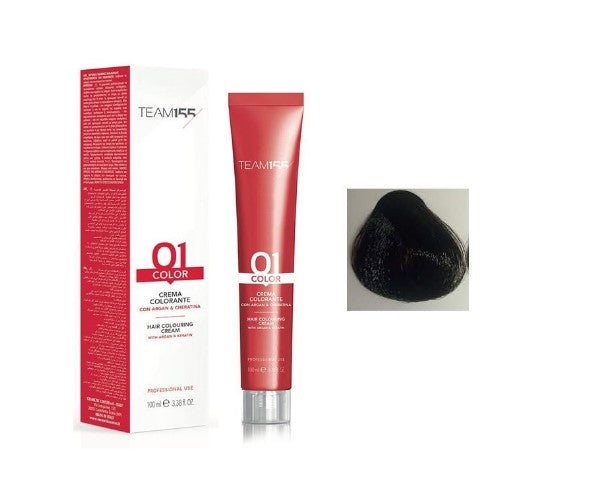 TEAM155 permanent hair color with Keratine & Argan  BLACK 1 100 ml