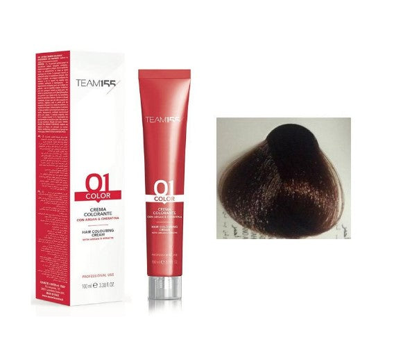 TEAM155 permanent hair color with Keratine & Argan AUBURN LIGHT CHESTNUT 5.4 100 ml