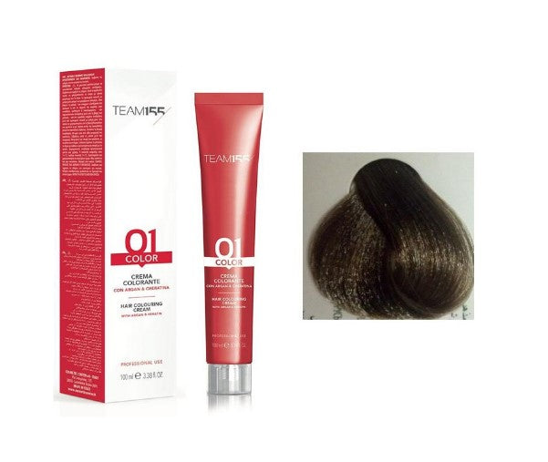 TEAM155 permanent hair color with Keratine & Argan ASH NATURAL BLOND 7.01 100 ml