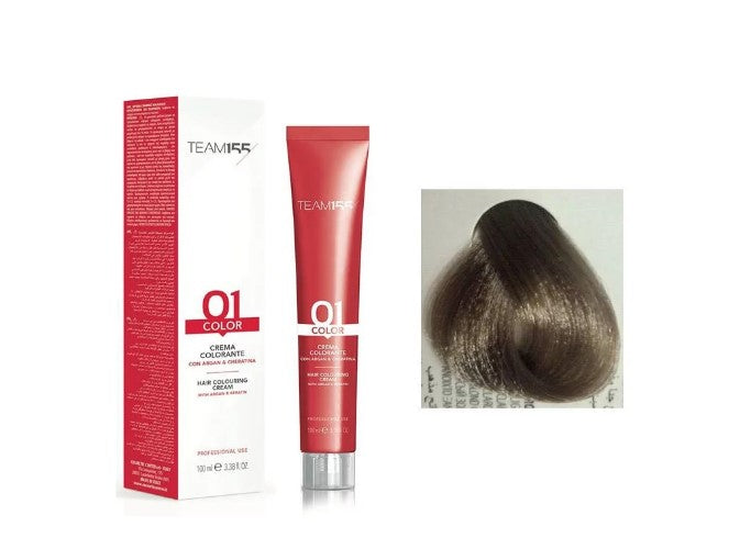 TEAM155 permanent hair color with Keratine & Argan ASH NATURAL LIGHT BLOND 8.01 100 ml