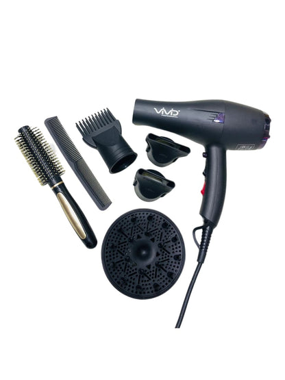 Vivid Hair Dryer Supersonic POSH 3100 Fast EXTREME Drying with 2 Speed 2600 W,3 Heat Setting Cool Button, with Diffuser,Three Nozzle, Hair Comb, Concentrator Brush for All Hair Made with United Kingdom Technology