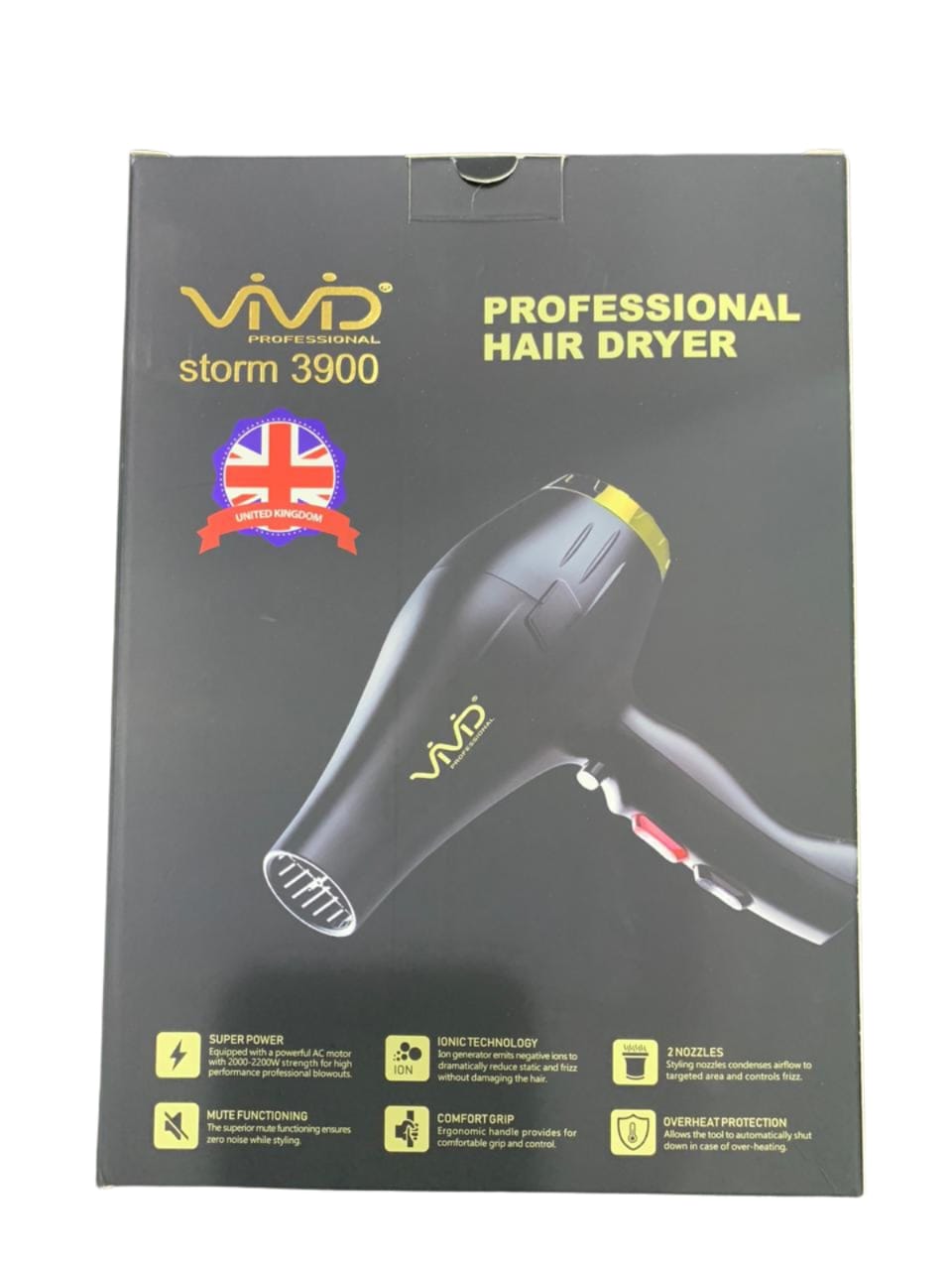 VIVID Professional STORM LIZZE EXTREM Hairdryer 2400-2600W Powerful Fast Drying, Smooths Flyaway, for All Hair Types, with 3 Speed 3Heat Setting, Cool Button and 2 Concentrator Ideal for Women and Man and Beauty Salon
