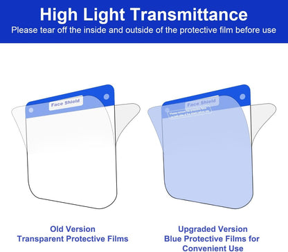 Protective Face Shield  Beauty  Safety Face Shields All Round Protection, Anti Fog Lens, Lightweight Transparent Shield With Adjustable Elastic Band For Men & Women, Blue, V-Shiled