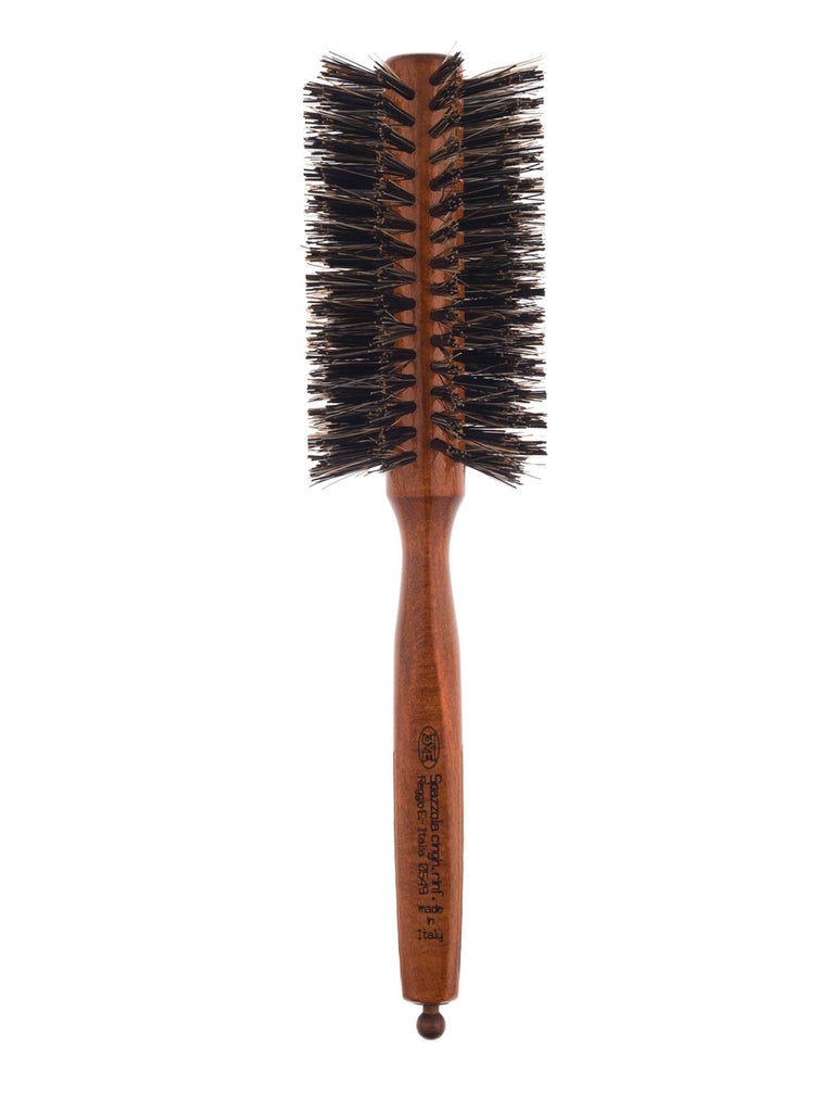 Quadra Line Hair Brush-Beech Wooden Handle With Section Divider D-55Mm (0549)        فرشاة شعر أسطوانية التصميم أسود / بيج  0549