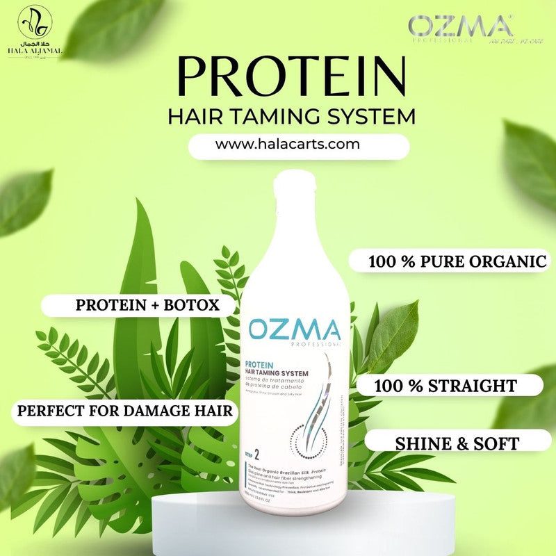 Ozma Protein hair Taming Brazilian System  علاج تنعيم البروتين طقم علاج البروتين البرازيلي Hair Straightening Natural Ingredients 1000 ML. STEP 2