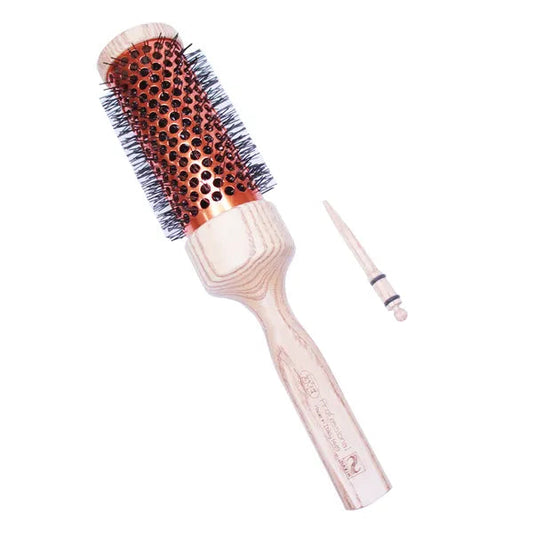 Triangolo Nylon Hair Brush Ash Wooden Handle With Section Divider D-60Mm (1449)           فرشاة شعر أسطوانية التصميم أسود / بيج  1449