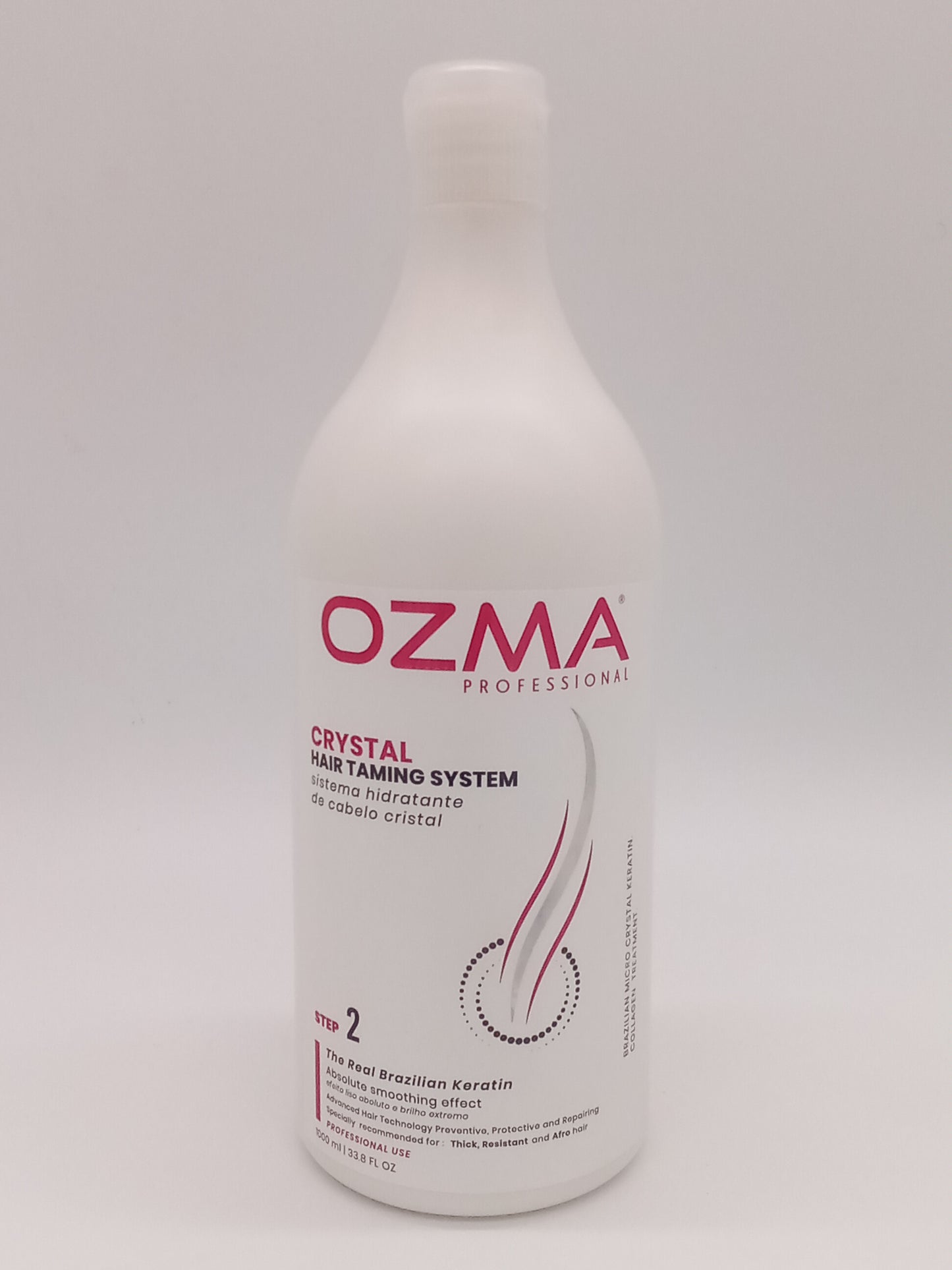 Ozma CRYSTAL hair Taming Brazilian keratin System  علاج تنعيم الكيراتين طقم علاج الكيراتين البرازيلي Hair Straightening Natural Ingredients 1000 ML . STEP 2