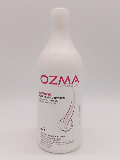 Ozma CRYSTAL hair Taming Brazilian keratin System  علاج تنعيم الكيراتين طقم علاج الكيراتين البرازيلي Hair Straightening Natural Ingredients 1000 ML . STEP 2