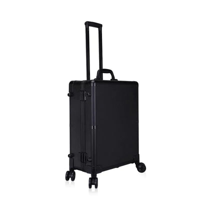 Globalstar Black Makeup Trolley Case With Adjustable LED Lights, Speaker, Bluetooth Player And Detachable 4 Wheels