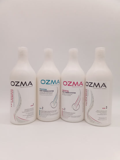 Ozma CRYSTAL hair Taming Brazilian keratin System  علاج تنعيم الكيراتين طقم علاج الكيراتين البرازيلي Hair Straightening Natural Ingredients 1000 ML . STEP 2