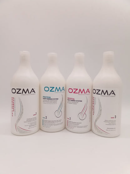 Ozma CRYSTAL hair Taming Brazilian keratin System  علاج تنعيم الكيراتين طقم علاج الكيراتين البرازيلي Hair Straightening Natural Ingredients 1000 ML . STEP 2