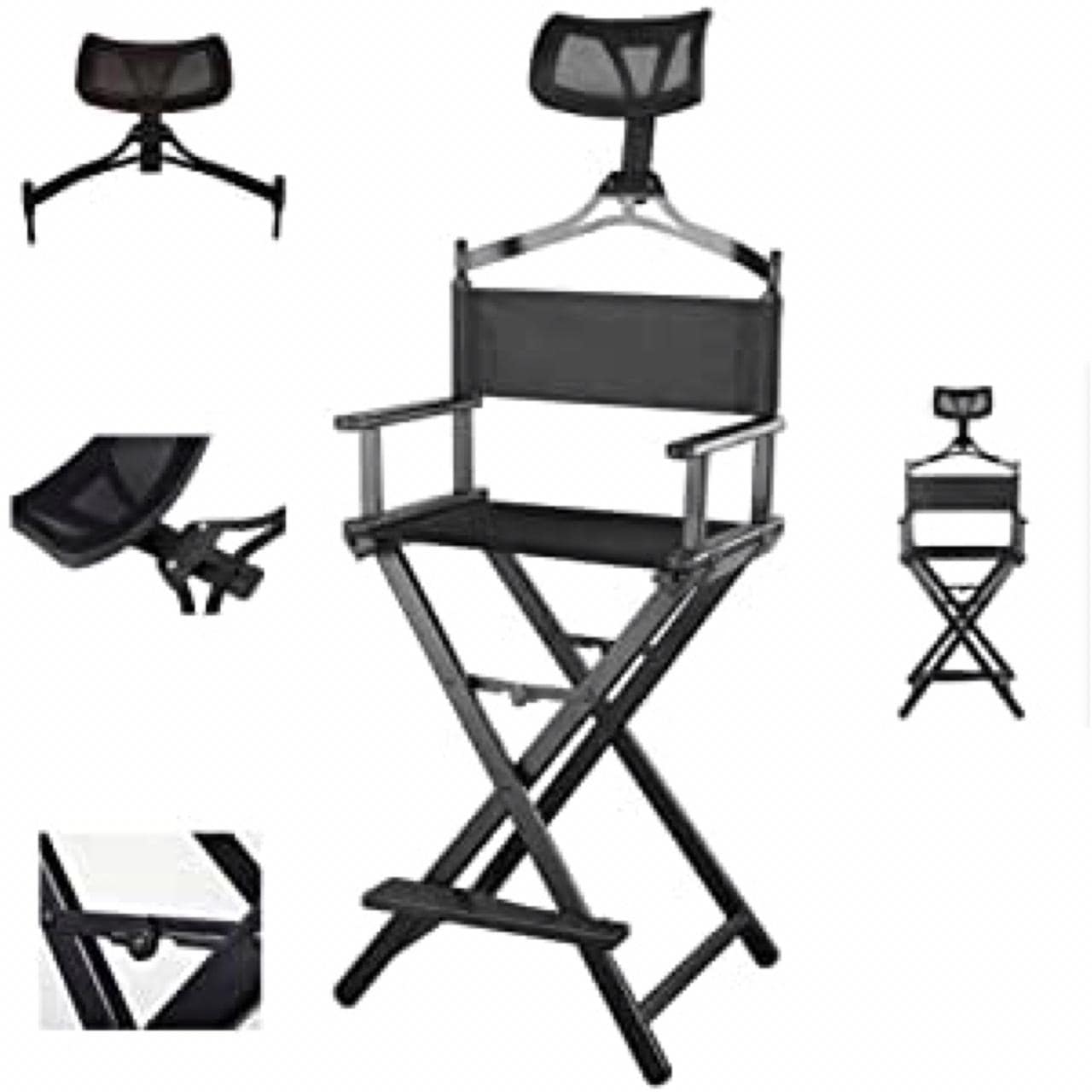 Cedar Foldable Tall Makeup Chair With Headrest Color Black - MY739B