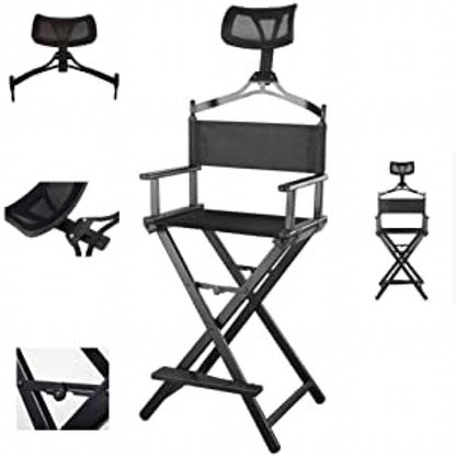Cedar Foldable Tall Makeup Chair With Headrest Color Black - MY739B