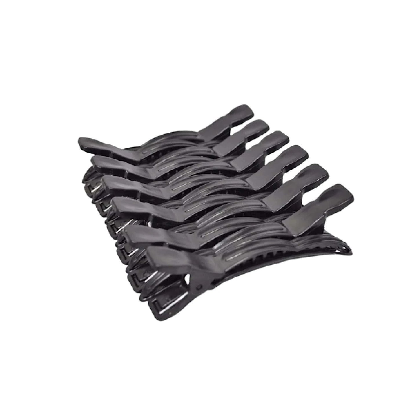 Globalstar Salon Alligator Tip Plastic Hair Clips Black 12pcs