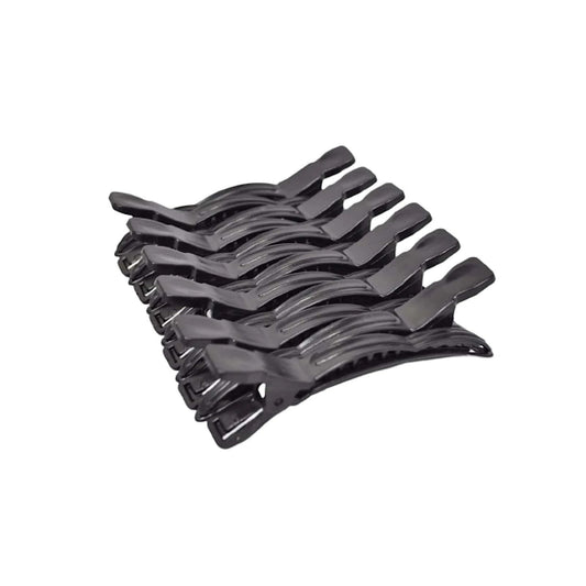 Globalstar Salon Alligator Tip Plastic Hair Clips Black 12pcs