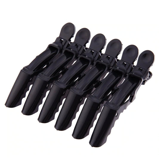 Globalstar Salon Alligator Tip Plastic Hair Clips Black 6pcs