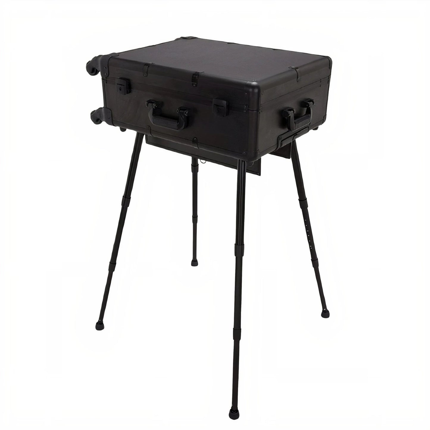 Globalstar Black Makeup Trolley Case With Adjustable LED Lights, Speaker, Bluetooth Player And Detachable 4 Wheels