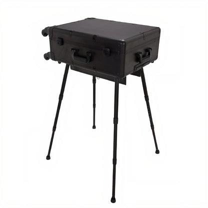 Globalstar Black Makeup Trolley Case With Adjustable LED Lights, Speaker, Bluetooth Player And Detachable 4 Wheels