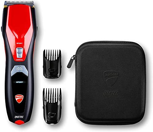 Ducati by Imetec 3 in 1 Titanium Coated Stainless Steel Blades Precision Podium Hair Clipper - (HC919, Black/Red)