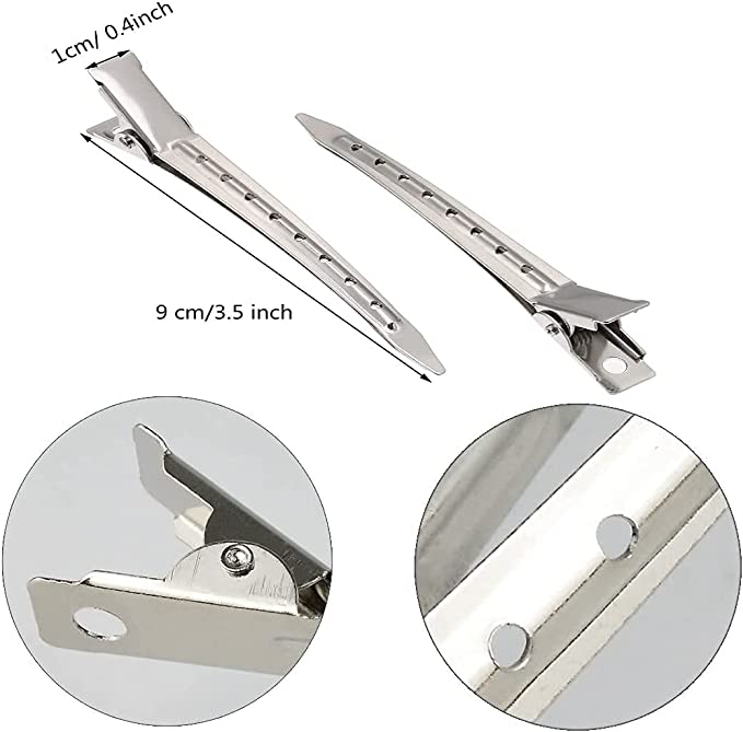 Hair Styling Duck Bill Sectioning Clip Stainless Steel Hairdressing Tools (Pack of 12)