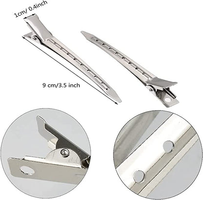 Hair Styling Duck Bill Sectioning Clip Stainless Steel Hairdressing Tools (Pack of 12)