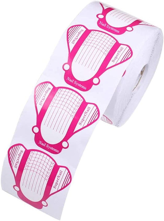 200 Pieces Nail Form Acrylic Extension Nail Art Guide Sticker (Pink)