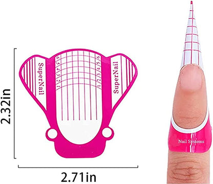 200 Pieces Nail Form Acrylic Extension Nail Art Guide Sticker (Pink)