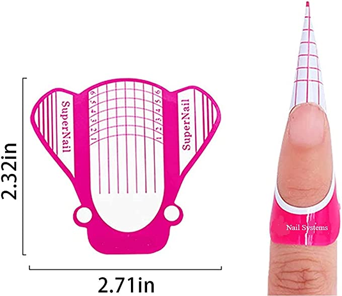 200 Pieces Nail Form Acrylic Extension Nail Art Guide Sticker (Pink)