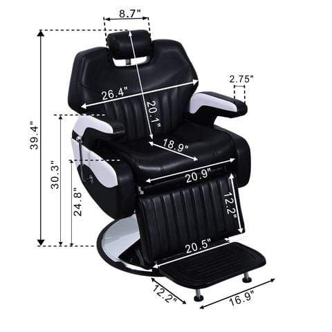Cedar Professional Black & White Barber Chair - 2689A