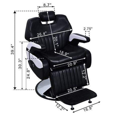 Cedar Professional Black & White Barber Chair - 2689A
