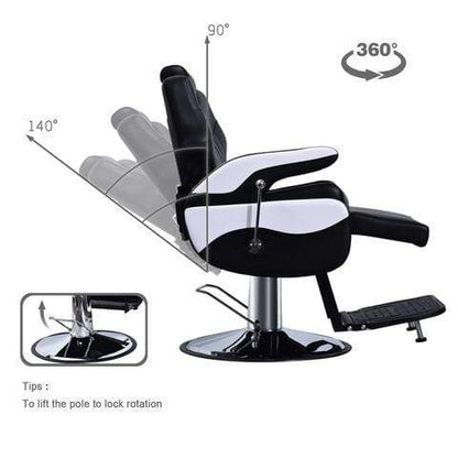 Cedar Professional Black & White Barber Chair - 2689A