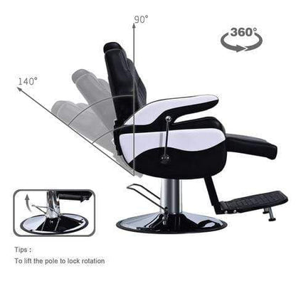 Cedar Professional Black & White Barber Chair - 2689A