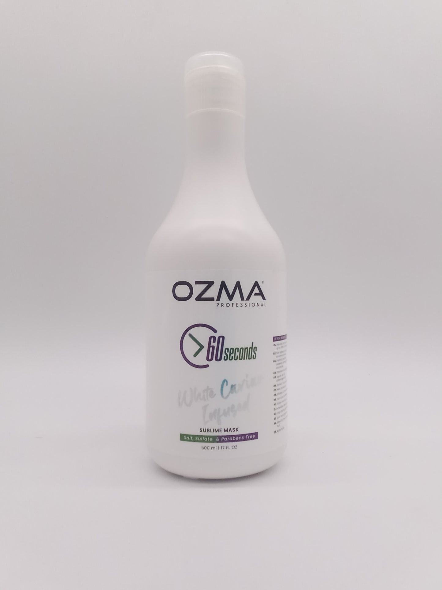 OZMA 60 SECOND White CAVIAR  Repair Hair  Treatment Mask to Repair Dry or Damaged Hair -1 Minute to Reverse Hair Damage from Bleach, Color, Chemical Services and Heat . 500 ML