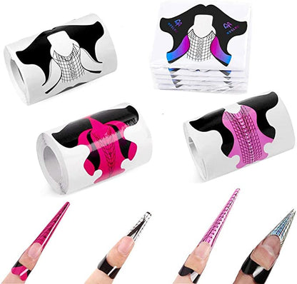 Nail Form Tips, Shape Nail Art Acrylic Extension Nail Forms Stickers Extension Builder Form Stencil Manicure Tool DIY Home Salon Supplies-400 Pcs