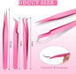 Eyelash Extension Tweezers Set, KASTWAVE 6 Pcs Stainless Steel Lash Tweezers Curved Precision Tweezers, Straight and Curved Tip Stainless Steel Tweezers for Eyelash Extensions Application