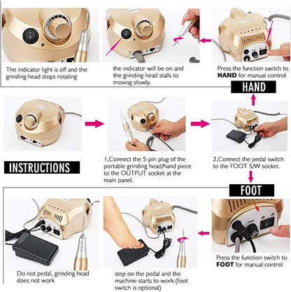 Professional Electric Drill Machine File Polisher Manicure Kits Nail Salon Tools