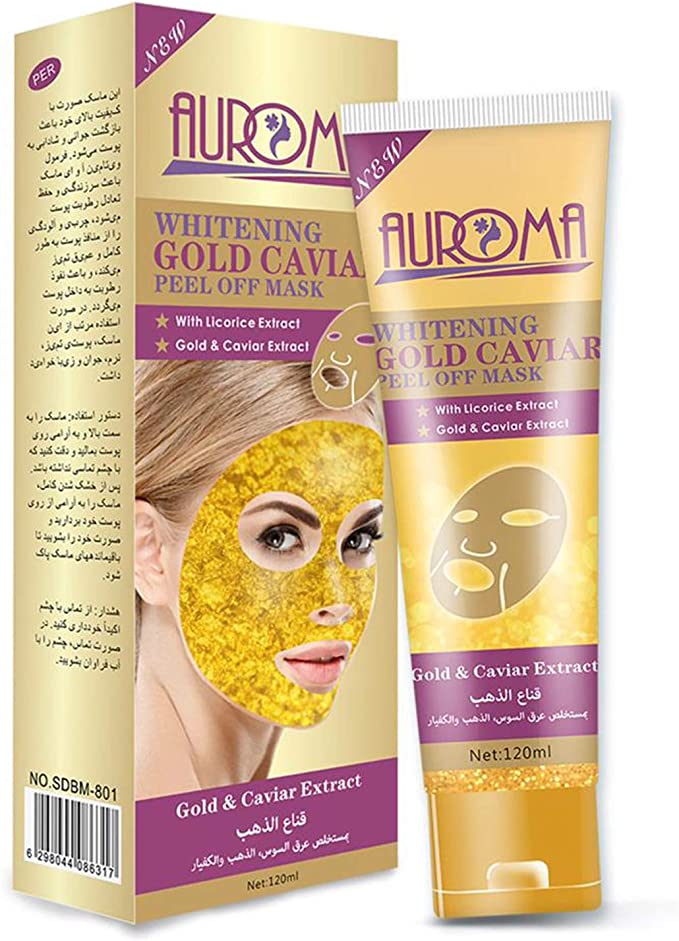 Auroma Whitening Peel Off Mask with Licorice, Gold & Caviar Extract - (120ml)