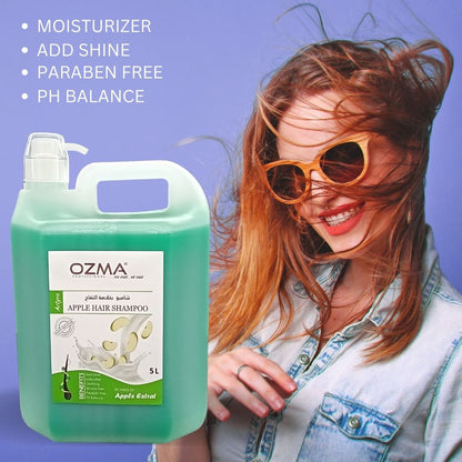OZMA Moisturizing  Hair  Shampoo .Improved Formula  | Cleansing And Energizing | For ALL Hair Types .Green Apple Extract  5L